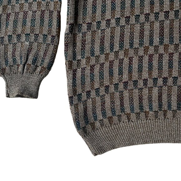 Vintage Eclectic Grandpa Sweater Men Brown Stripes Academia 80s Indie Grunge-XL - Picture 8 of 11